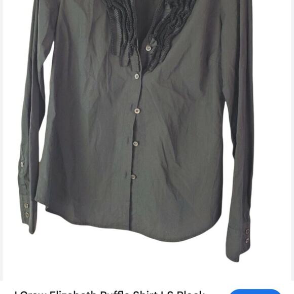 J. CREW women's size 10 blouse, with long sleeves and ruffles, black - Picture 9 of 9